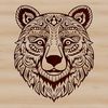 Whimsical Wild Animal Portrait A detailed illustration of an ornate bear's head with intricate designs.