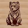 Whimsical Sitting Animal Art A stylized illustration of a sitting bear with intricate details and patterns.