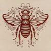 A stylized illustration of a bee with intricate details, suitable for vector graphics design.