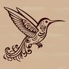 A colorful illustration of a hummingbird in flight, highlighting its ornate feathers.