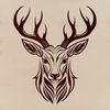 Detailed Deer Head Illustration A detailed illustration of a deer's head with ornate details suitable for cutting machine stencils or vector art designs.