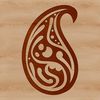 A stylized paisley pattern featuring intricate ornate shapes.