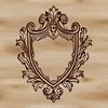 A detailed ornate shield design with intricate patterns suitable for vector art and cutting machine projects.