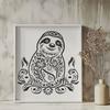 Beautiful Sloth Illustration Download An ornate vector design featuring a single sloth animal.