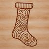 Ornate Christmas stocking with intricate details, suitable for vector design projects.