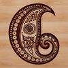 A stylized paisley shape with ornate details, suitable for digital use.