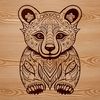 Stylized Bear Silhouette Artwork A stylized illustration of a bear sitting in a regal pose, adorned with intricate details.