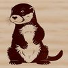 A hand-drawn vector illustration of a wild otter in a natural environment.