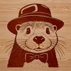 Sleek Otter Outline Drawing A small mammal with a sleek body, fur, and webbed feet, typical of a wild aquatic animal.