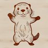 A hand-drawn SVG illustration of a wild otter in its natural habitat.
