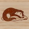A close-up illustration of a wild otter laying in a serene environment.