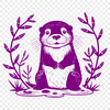 Vector illustration of a playful otter in a floral environment.