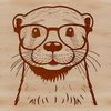 An animated otter with glasses looking straight at the camera.