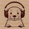 A digital illustration of a wild otter swimming in water.
