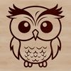 A close-up illustration of a cute owl's face, featuring soft feathers and a gentle expression.