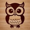 Beautiful Owl Clip Art A digital illustration of a smiling owl with big eyes and soft feathers.