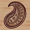 An intricately detailed paisley shape with ornate elements suitable for vector design and cutting machine applications.