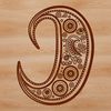A stylized ornate paisley shape with intricate details, suitable for use in various digital design contexts.