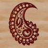 An ornate paisley shape used as an embellishment in vector art design.