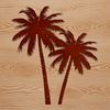Beachside Palm Tree Vector A single palm tree standing in a sandy beach background, designed as vector art.