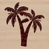 Tropical Oasis A single palm tree standing tall in a tropical landscape, its slender trunk and feathery fronds stretching towards the sky.