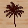 Tall Palm Tree Illustration An illustration of a tall palm tree against a minimalist white background featuring its trunk, leaves, and fronds in detail.