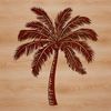Beautiful Palm Trees Landscape Vector Art Palm trees standing tall in a tropical landscape with blue sky and fluffy white clouds.