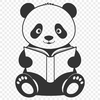 Cute Panda Reading Book A cartoon-style illustration of a wild animal, a giant panda, sitting on the ground with a book in its paws.