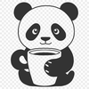 Wild Animal Illustration: Panda SVG Panda animal vector illustration in black and white.