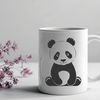 Panda Clip Art in Natural Setting A black-and-white illustration of a panda in a natural habitat, suitable for use as vector art.