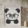 Cute Panda Wearing Spectacles A cute black-and-white panda bear wearing glasses, suitable for vector art projects.