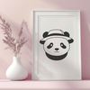 Cute Vector Panda with Fun Headgear A simple vector illustration of a cute panda wearing a hat, suitable for use in digital design projects.
