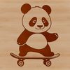 Playful Panda Ride A cute black and white panda bear sitting on a skateboard in a playful pose.