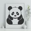 Panda in the Wild A black-and-white illustration of a giant panda in a natural habitat.