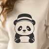 Cute Panda Wearing a Hat Vector Graphic A black and white panda bear wearing a hat, depicted as a vector image.