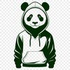 Close-up illustration of a panda wearing a hoody