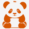 Wildlife Illustration of Panda in Nature A black and white illustration of a giant panda bear in a natural habitat setting.