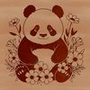 A black-and-white illustration of a wild animal, specifically a giant panda, set against a simple background.