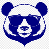 Simple Outline Panda Silhouette A cartoon panda wearing sunglasses with a simple outline style.
