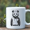 A cartoon representation of a wild panda wearing a hoody, depicted in vector format.
