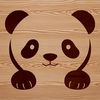 Panda Silhouette Clip Art A simple illustration of a curious panda peeking out from behind some foliage.