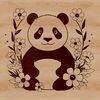 A digital illustration of a cute panda surrounded by floral patterns.