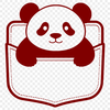 Cute Panda in a Pocket Illustration A black-and-white illustration of a panda bear sitting in a pocket.