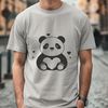 Whimsical Panda with Heart Patterns An adorable panda bear with heart patterns on its fur.