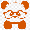 Adorable Panda Wearing Glasses SVG Design A cartoon panda wearing glasses, illustrated in vector format.