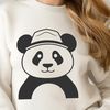 Adorable Panda Wearing a Charming Hat A digital illustration of a panda wearing a hat, vector graphic designed for various applications.