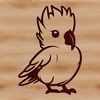 Perched Parrot Clip Art Template A simple line drawing of a colorful parrot perched on a branch, suitable for use as a clip art template.