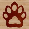A detailed illustration of animal paw prints in various sizes and orientations.