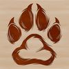 High-resolution vector graphic of multiple paw prints on a single background.