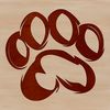 Paw print design element with clean lines and precise detail.